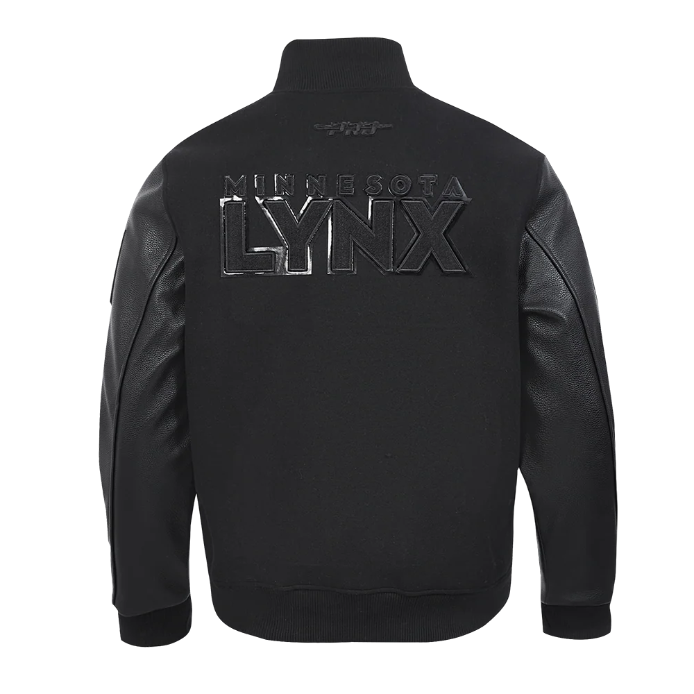 WNBA  	MINNESOTA LYNX TRIPLE BLACK MEN'S WOOL VARSITY JACKET (JET BLACK) - Image 3