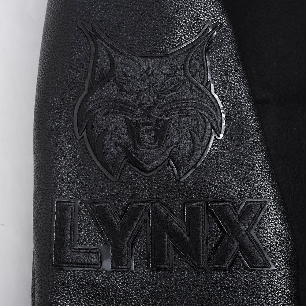 WNBA  	MINNESOTA LYNX TRIPLE BLACK MEN'S WOOL VARSITY JACKET (JET BLACK) - Image 6
