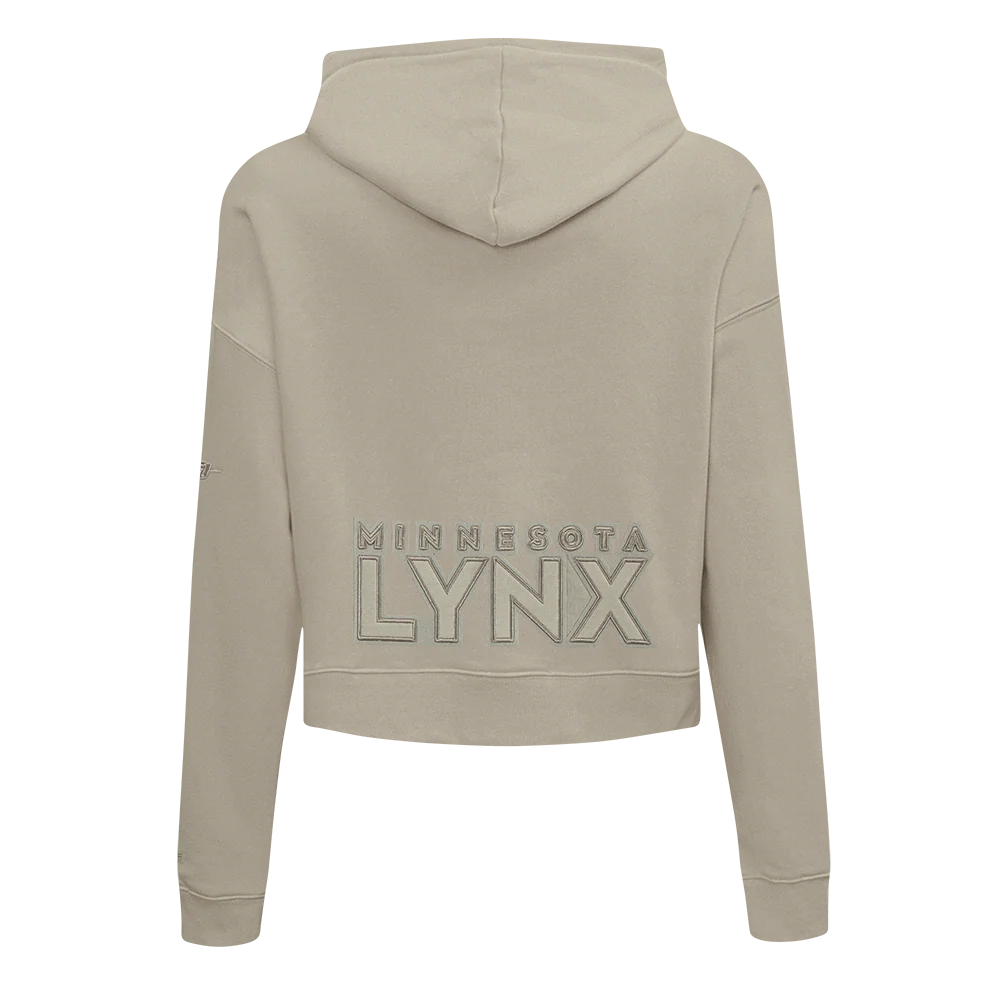 WNBA  MINNESOTA LYNX NEUTRAL WOMEN'S FLEECE CROPPED PULLOVER HOODIE (TAUPE) - Image 3