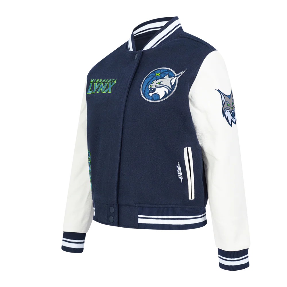 WNBA MINNESOTA LYNX RETRO CLASSICS WOMEN'S RIB WOOL VARSITY JACKET (MIDNIGHT NAVY/WHITE) - Image 2