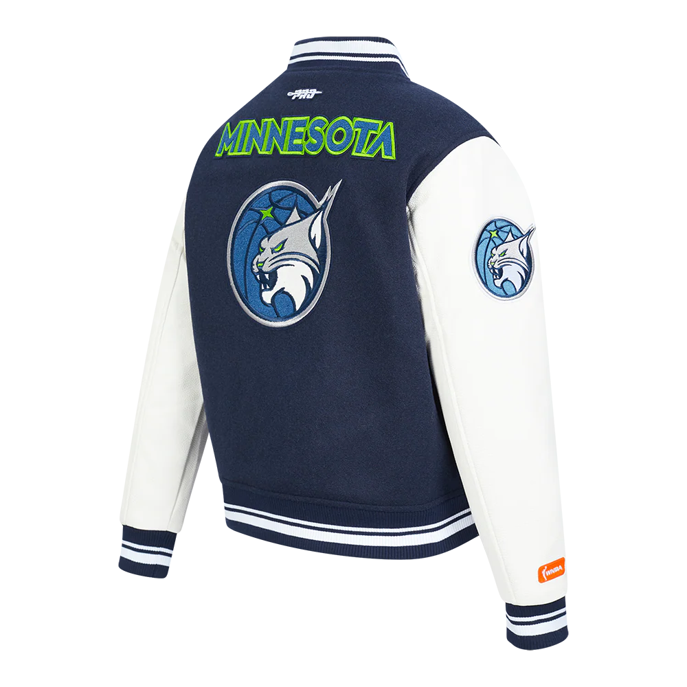 WNBA MINNESOTA LYNX RETRO CLASSICS WOMEN'S RIB WOOL VARSITY JACKET (MIDNIGHT NAVY/WHITE) - Image 4