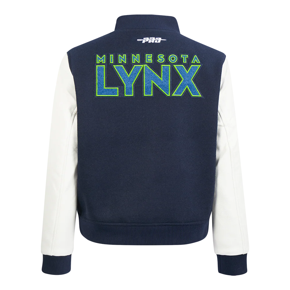 WNBA MINNESOTA LYNX CLASSIC ESSENTIALS WOMEN'S WOOL VARSITY JACKET (MIDNIGHT NAVY/WHITE) - Image 3