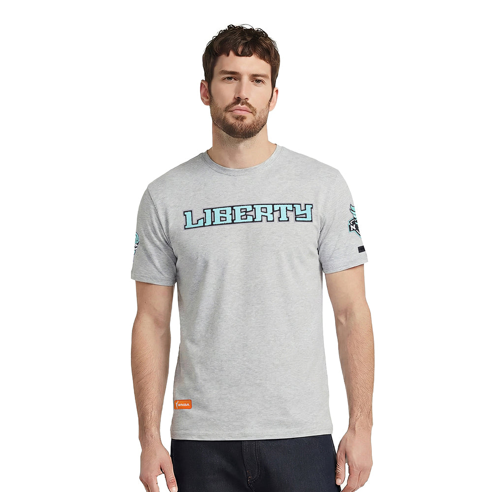 WNBA NEW YORK LIBERTY CLASSIC CHENILLE MEN'S SJ TEE (HEATHER GREY)