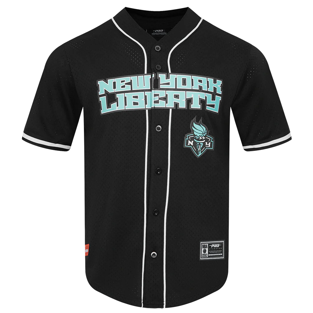 WNBA NEW YORK LIBERTY MESH MEN'S BUTTON DOWN SHIRT (BLACK) - Image 5