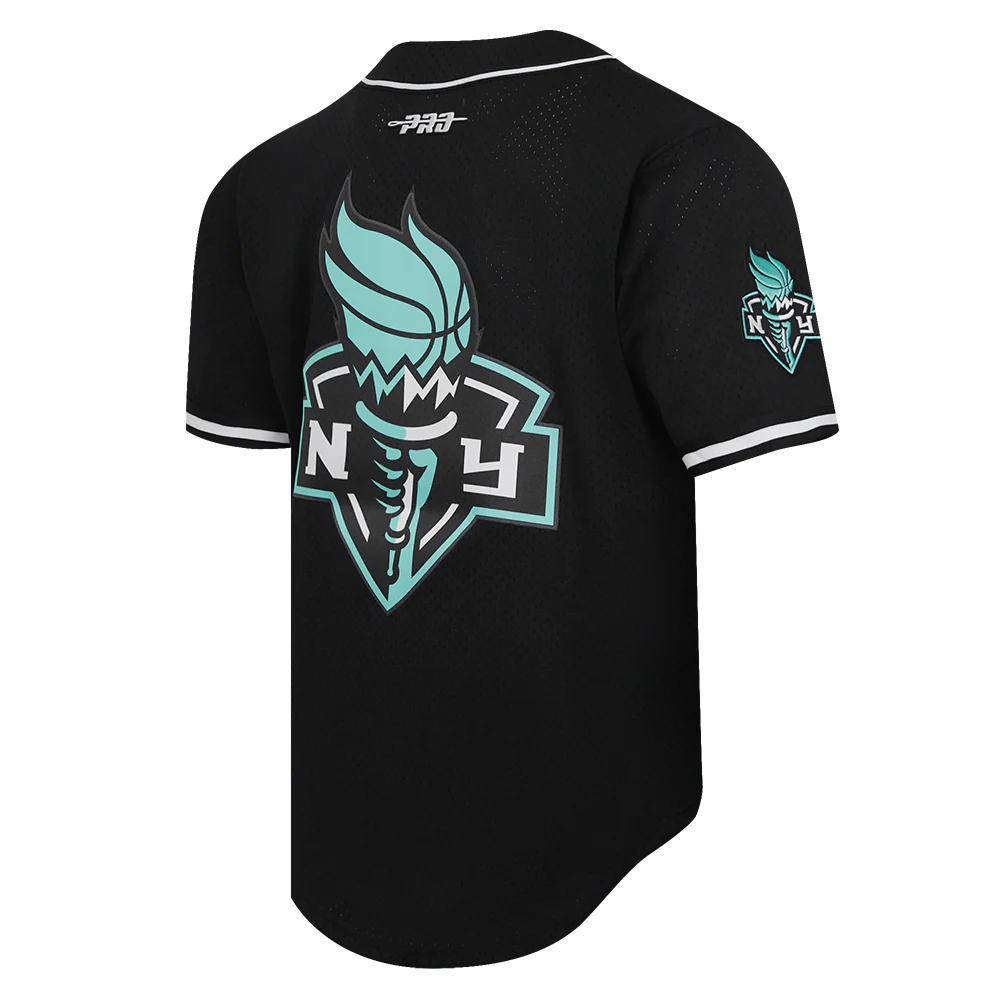 WNBA NEW YORK LIBERTY MESH MEN'S BUTTON DOWN SHIRT (BLACK) - Image 8