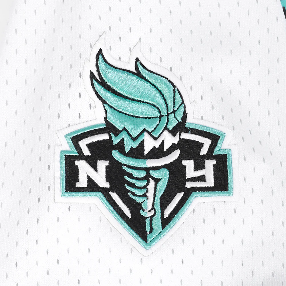WNBA NEW YORK LIBERTY MESH MEN'S BUTTON DOWN SHIRT (WHITE / BLACK / WHTE) - Image 7