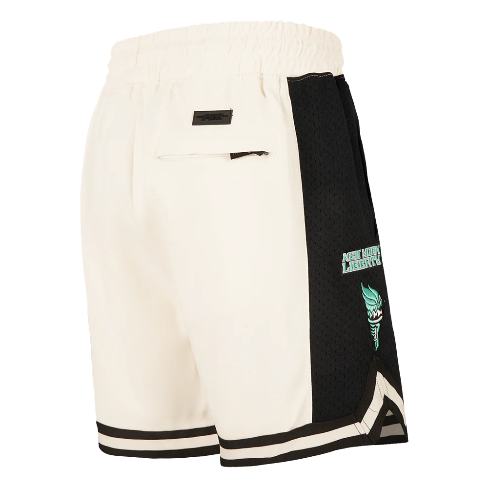 WNBA NEW YORK LIBERTY RETRO CLASSICS MEN'S DOUBLE KNIT 2.0 SHORT (EGGSHELL/ BLACK) - Image 3