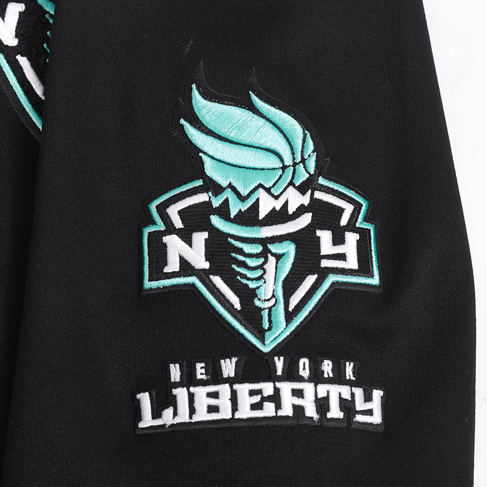WNBA NEW YORK LIBERTY CLASSIC CHENILLE MEN'S DOUBLE KNIT PULLOVER HOODIE (BLACK) - Image 10