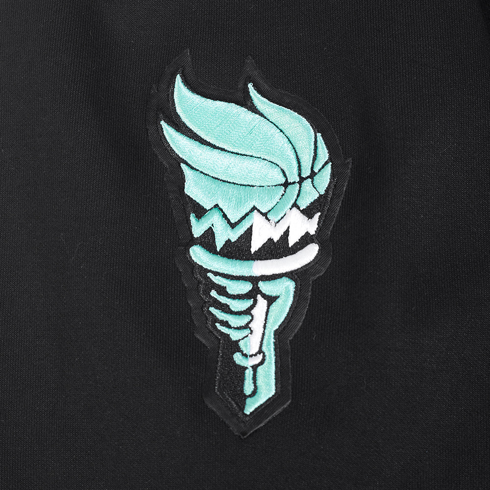 WNBA NEW YORK LIBERTY CLASSIC CHENILLE MEN'S DOUBLE KNIT PULLOVER HOODIE (BLACK) - Image 11