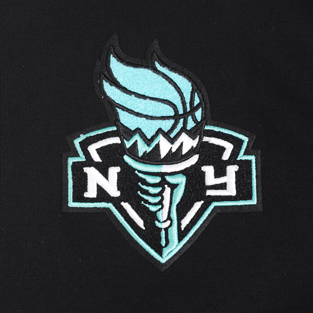 WNBA NEW YORK LIBERTY CLASSIC CHENILLE MEN'S DOUBLE KNIT PULLOVER HOODIE (BLACK) - Image 14