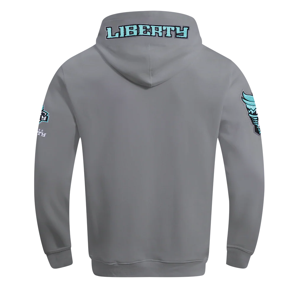 WNBA NEW YORK LIBERTY CLASSIC CHENILLE MEN'S DK PO HOODIE (GRAY) - Image 3