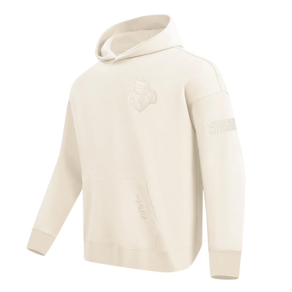 WNBA 	NEW YORK LIBERTY NEUTRAL MEN'S DROP SHOULDER FLEECE PULLOVER HOODIE (EGGSHELL) - Image 4