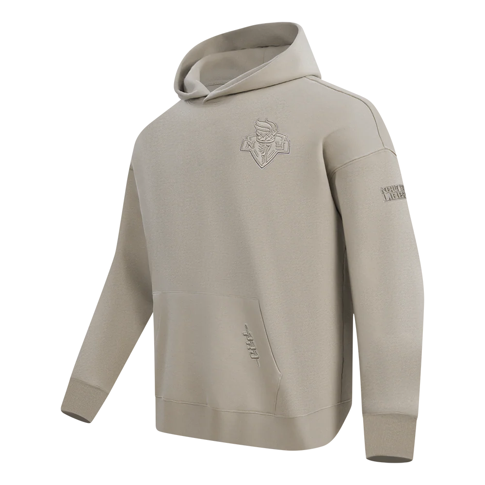 WNBA NEW YORK LIBERTY NEUTRAL MEN'S DROP SHOULDER FLEECE PULLOVER HOODIE (TAUPE) - Image 4
