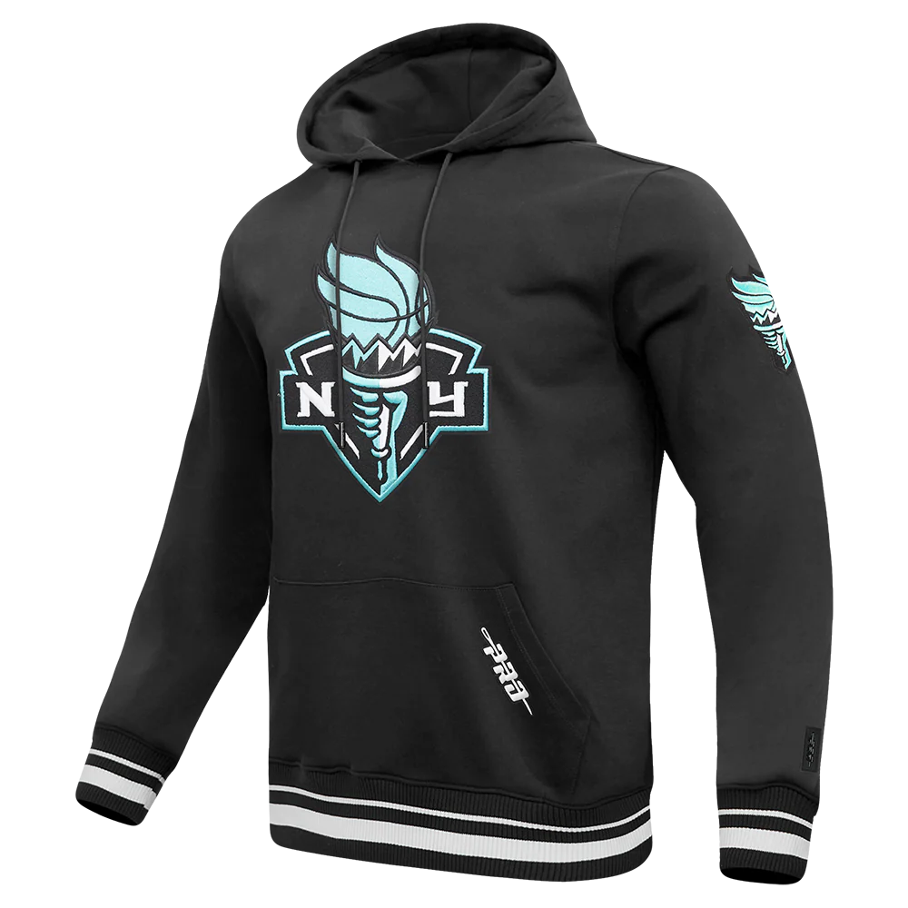 WNBA NEW YORK LIBERTY RETRO CLASSICS MEN'S RIB FLEECE PULLOVER HOODIE (BLACK) - Image 2