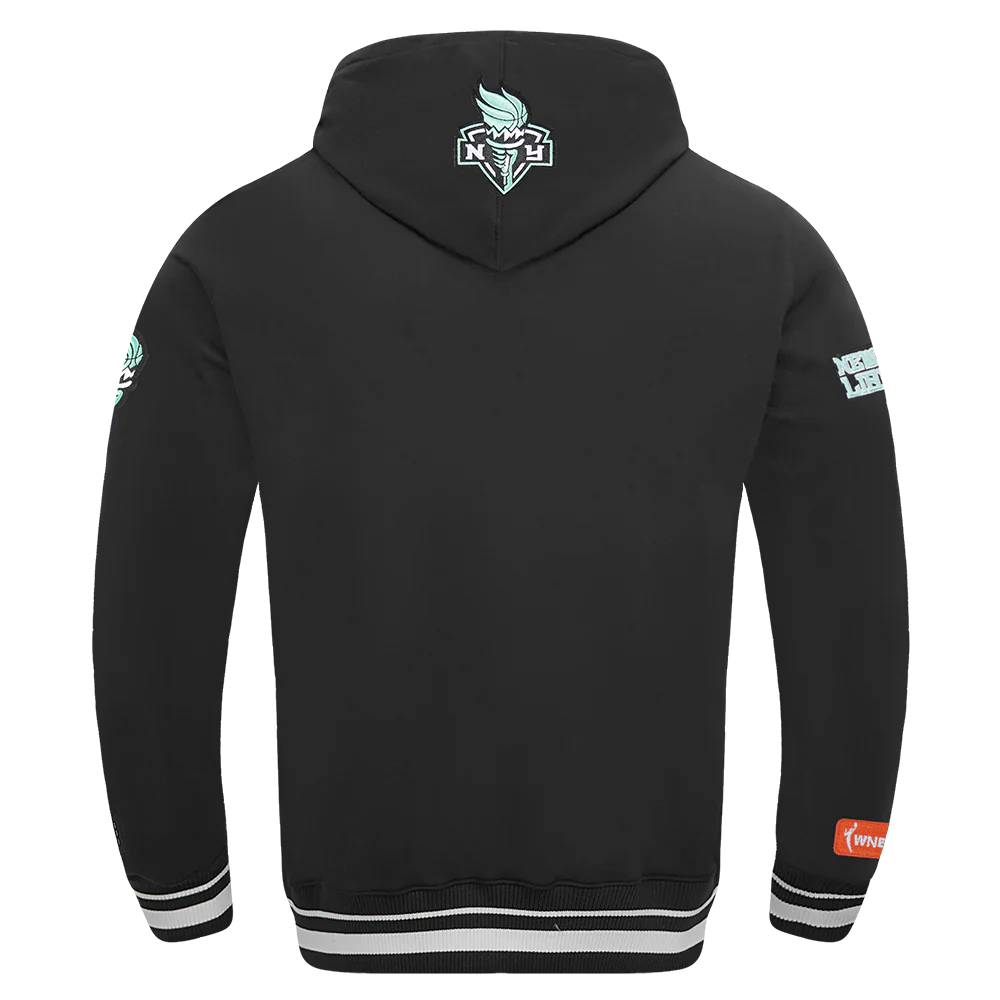 WNBA NEW YORK LIBERTY RETRO CLASSICS MEN'S RIB FLEECE PULLOVER HOODIE (BLACK) - Image 3