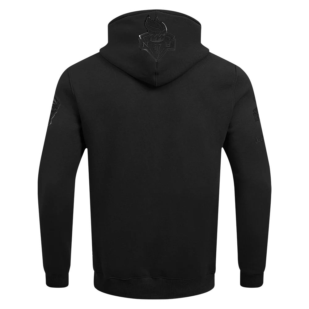 WNBA NEW YORK LIBERTY TRIPLE BLACK MEN'S DOUBLE KNIT PULLOVER HOODIE (BLACK) - Image 3