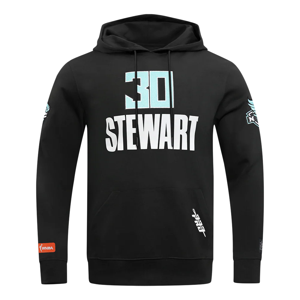 WNBA NEW YORK LIBERTY BREANNA STEWART #30 CLASSIC PLAYER NAME AND NUMBER MEN'S FLEECE PULLOVER HOODIE  (BLACK) - Image 3