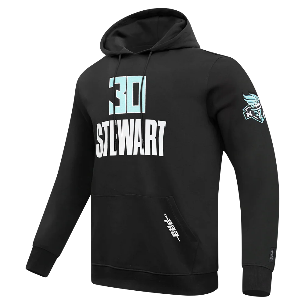 WNBA NEW YORK LIBERTY BREANNA STEWART #30 CLASSIC PLAYER NAME AND NUMBER MEN'S FLEECE PULLOVER HOODIE  (BLACK) - Image 4
