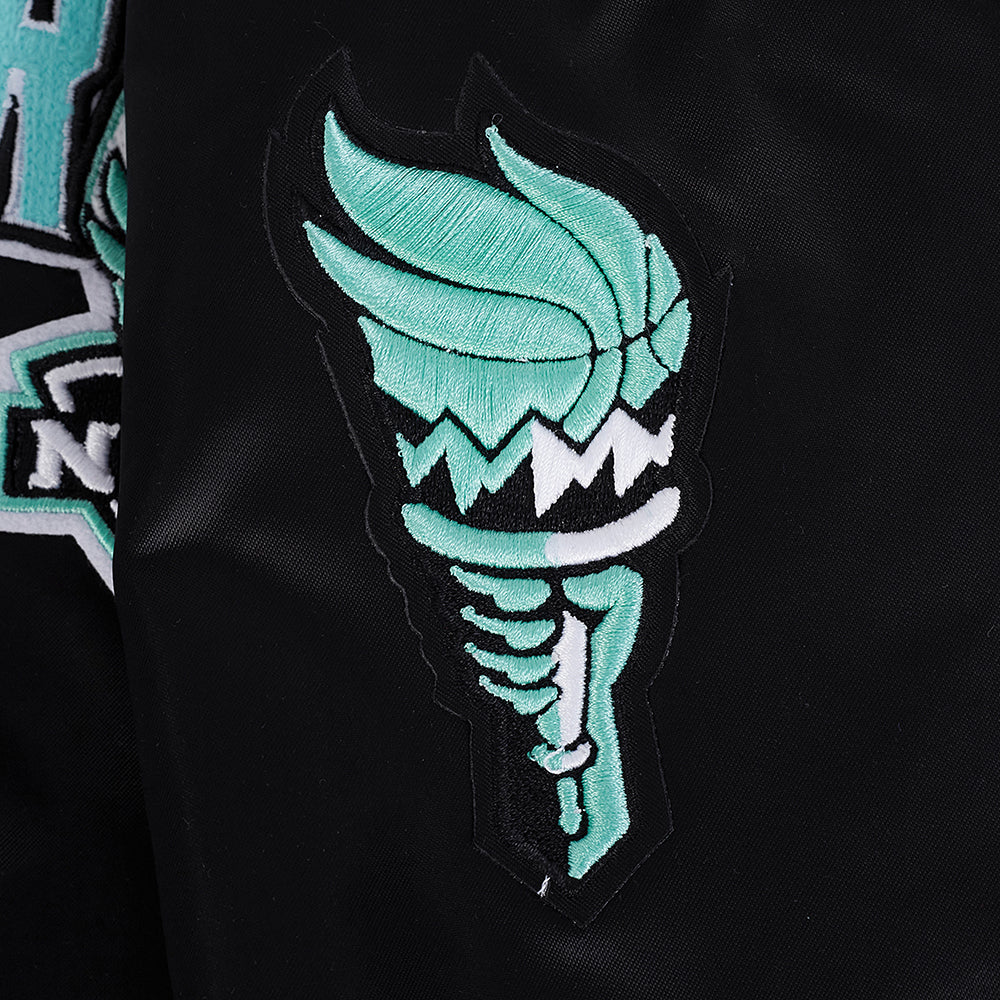 WNBA NEW YORK LIBERTY CITY RANSOM MEN'S RIB SATIN JACKET (BLACK) - Image 6