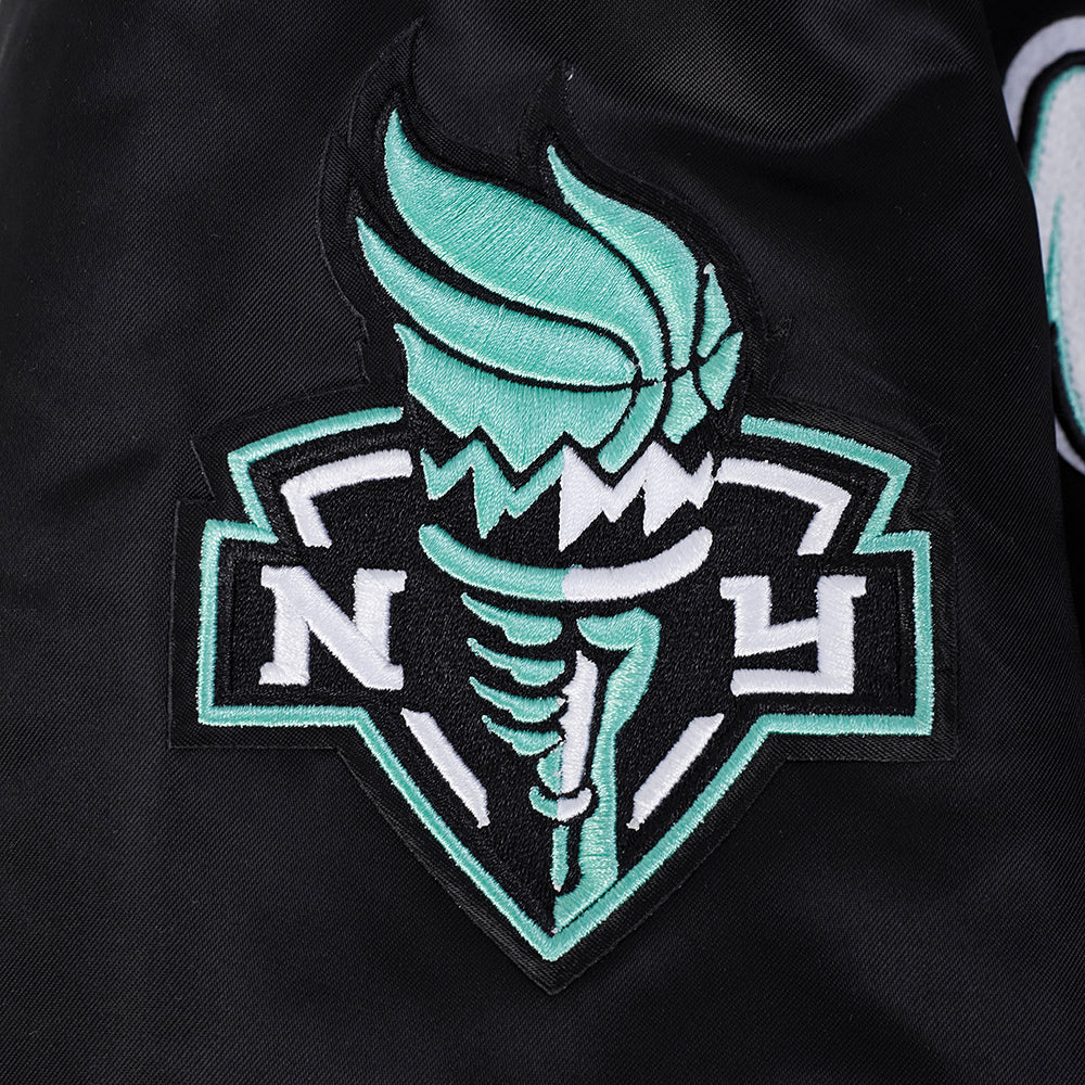 WNBA NEW YORK LIBERTY CITY RANSOM MEN'S RIB SATIN JACKET (BLACK) - Image 7
