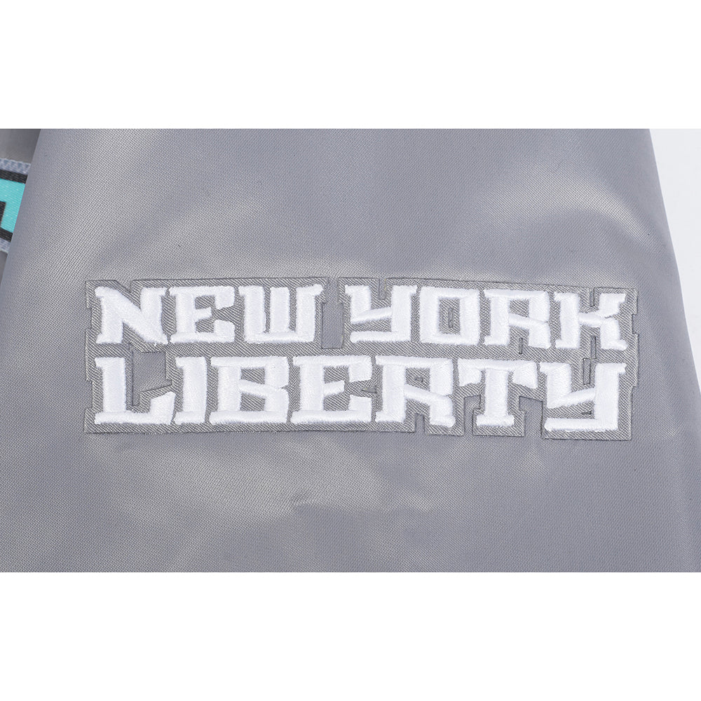 WNBA  NEW YORK LIBERTY CLASSIC CHENILLE MEN'S SATIN JACKET (GRAY) - Image 5