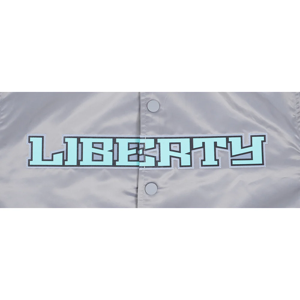 WNBA  NEW YORK LIBERTY CLASSIC CHENILLE MEN'S SATIN JACKET (GRAY) - Image 7