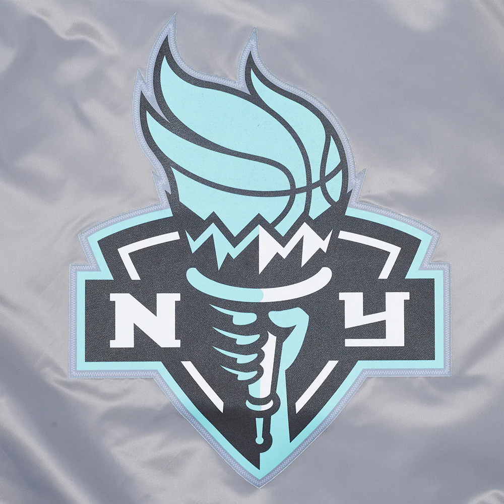 WNBA  NEW YORK LIBERTY CLASSIC CHENILLE MEN'S SATIN JACKET (GRAY) - Image 8