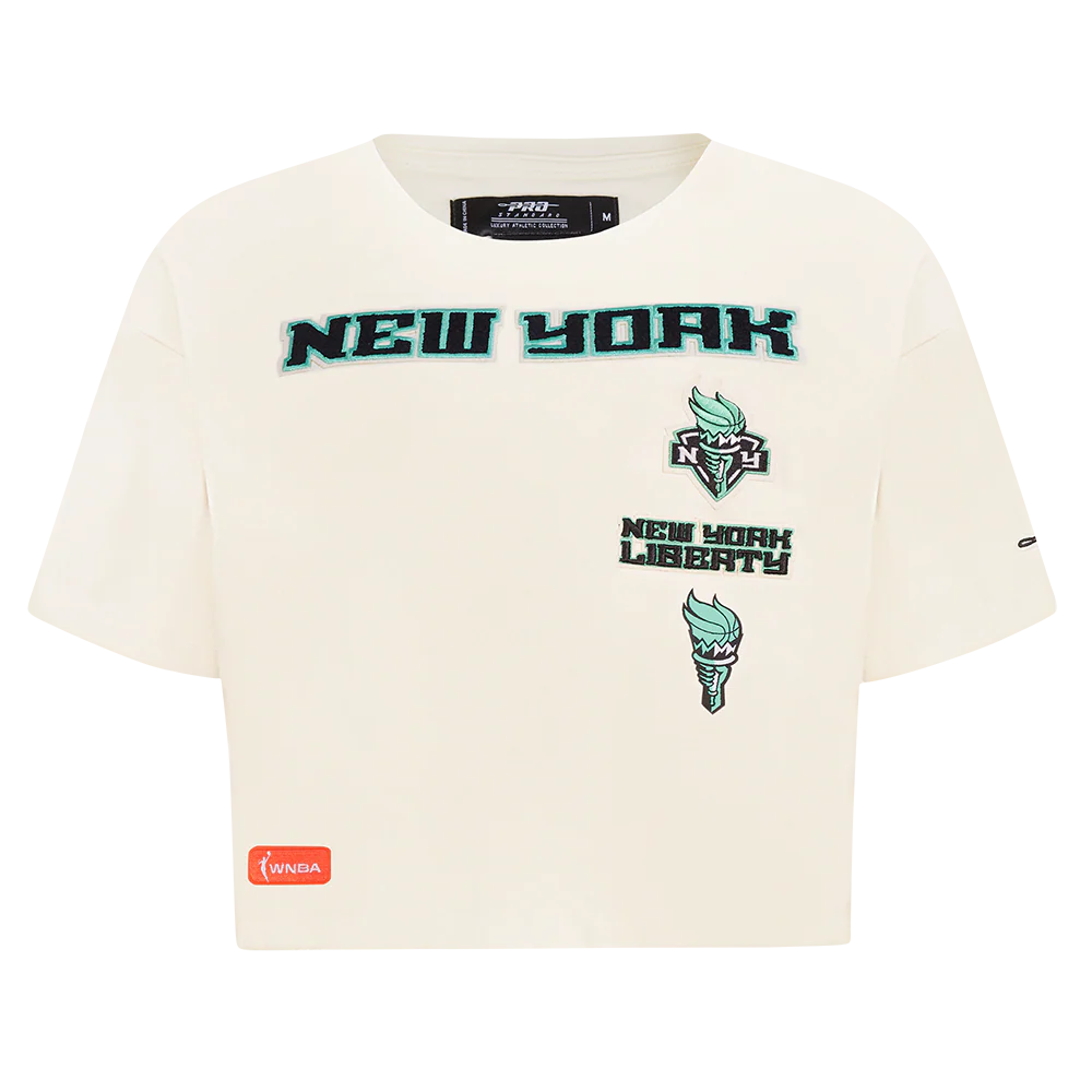 WNBA NEW YORK LIBERTY RETRO CLASSICS WOMEN'S SINGLE JERSEY BOXY TEE (EGGSHELL)