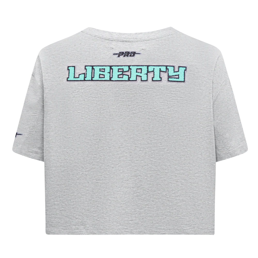 WNBA NEW YORK LIBERTY CLASSIC ESSENTIALS WOMEN'S SINGLE JERSEY BOXY TEE (HEATHER GREY) - Image 5