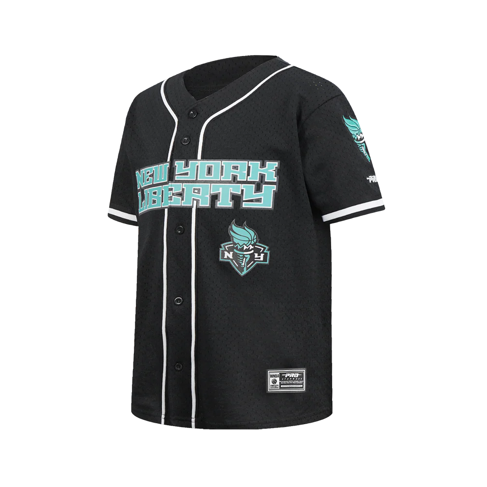 NEW YORK LIBERTY CLASSIC MESH BIG BOY'S BUTTON DOWN SHIRT (BLACK) - Image 2