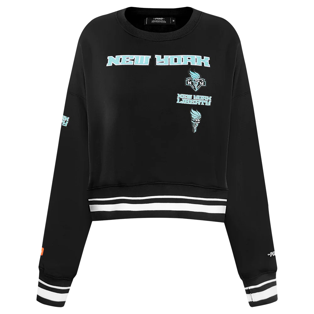 WNBA NEW YORK LIBERTY RETRO CLASSICS WOMEN'S RIB FLEECE CREWNECK (BLACK)