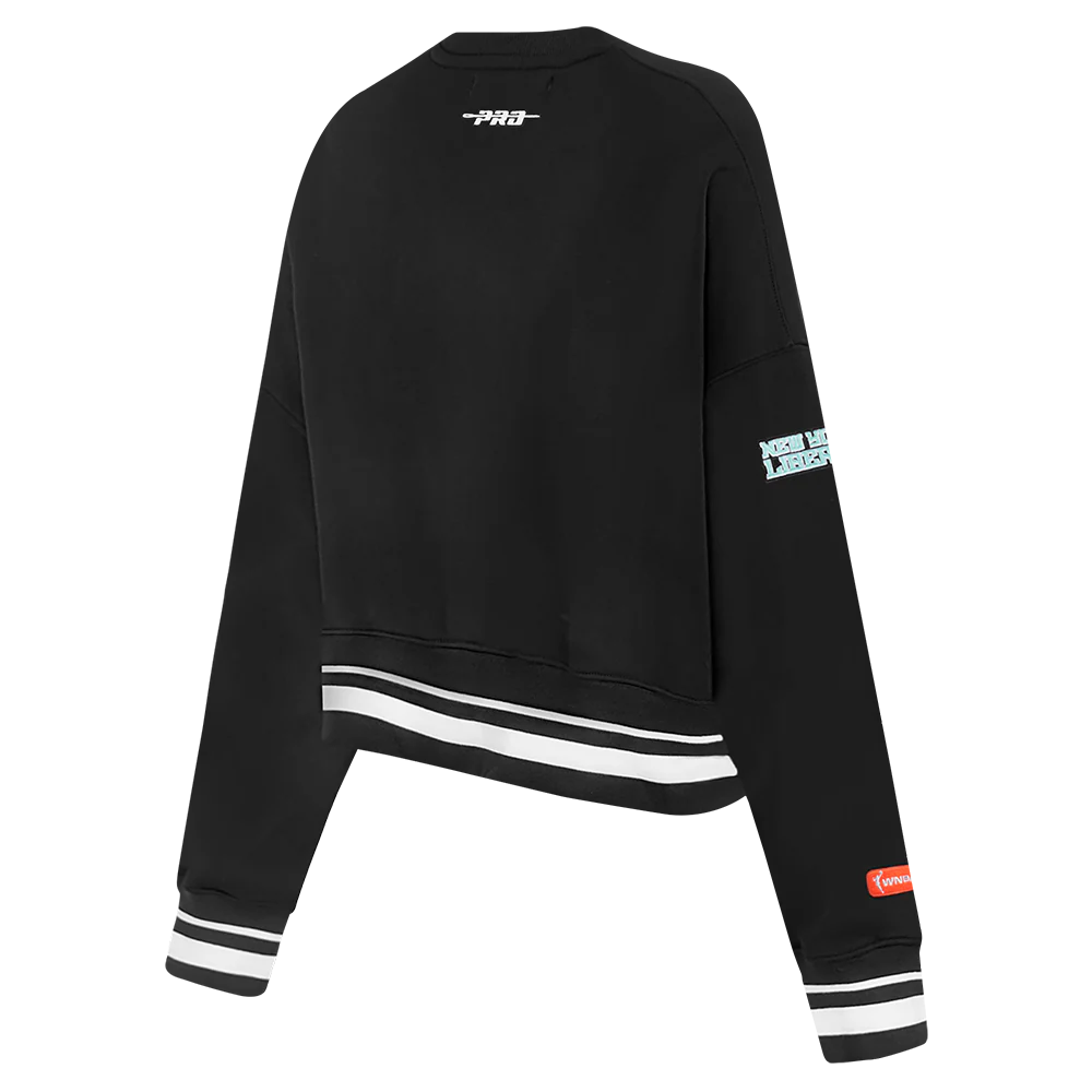 WNBA NEW YORK LIBERTY RETRO CLASSICS WOMEN'S RIB FLEECE CREWNECK (BLACK) - Image 4