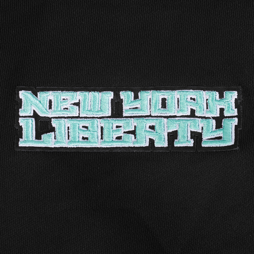 WNBA NEW YORK LIBERTY RETRO CLASSICS WOMEN'S RIB FLEECE CREWNECK (BLACK) - Image 5