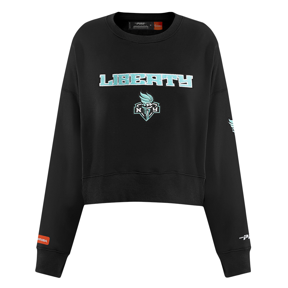 WNBA NEW YORK LIBERTY CLASSIC ESSENTIALS WOMEN'S FLEECE CREWNECK (BLACK)