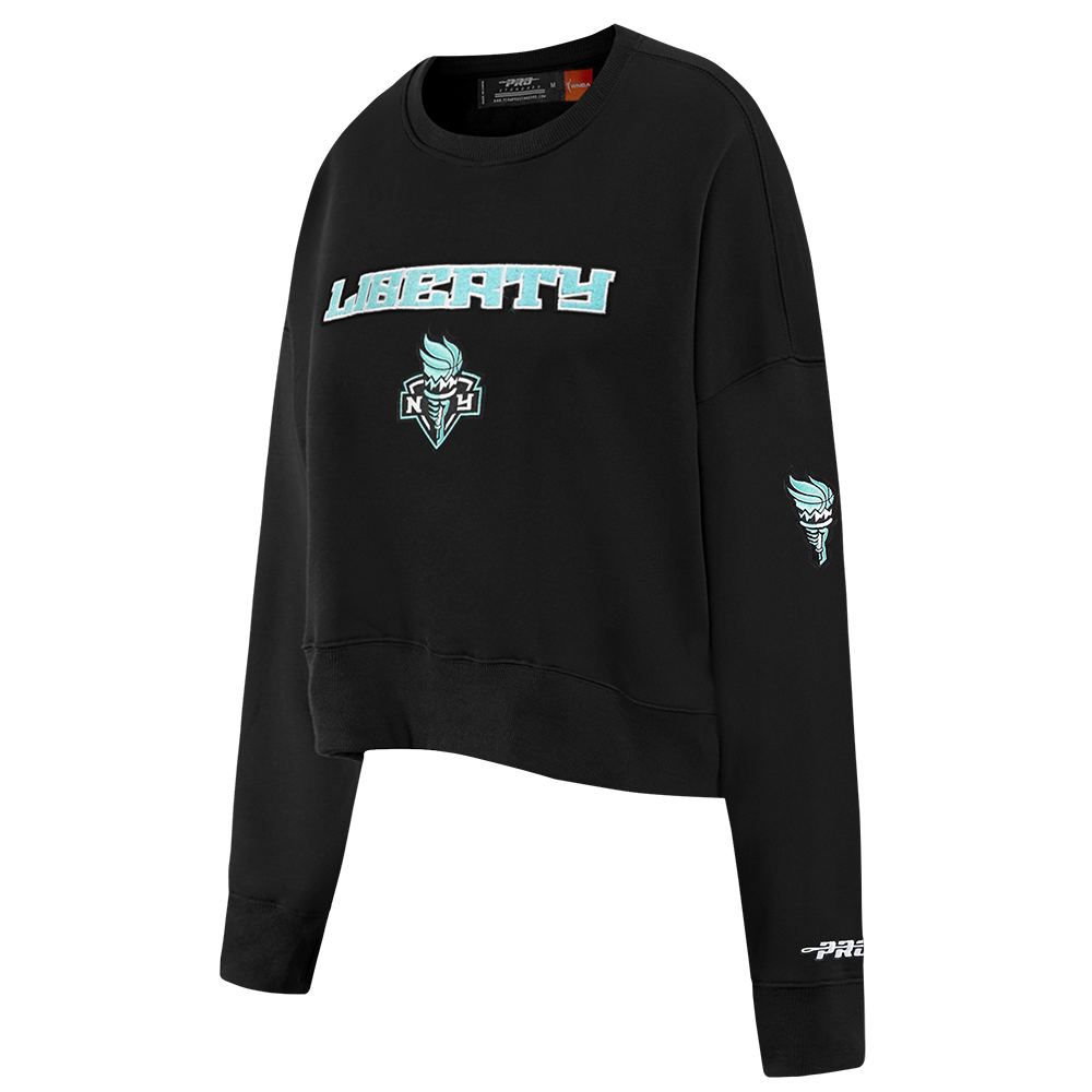 WNBA NEW YORK LIBERTY CLASSIC ESSENTIALS WOMEN'S FLEECE CREWNECK (BLACK) - Image 2