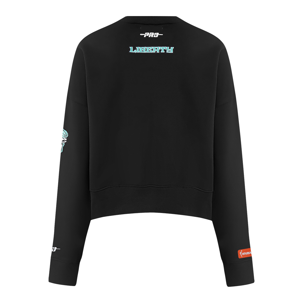 WNBA NEW YORK LIBERTY CLASSIC ESSENTIALS WOMEN'S FLEECE CREWNECK (BLACK) - Image 3