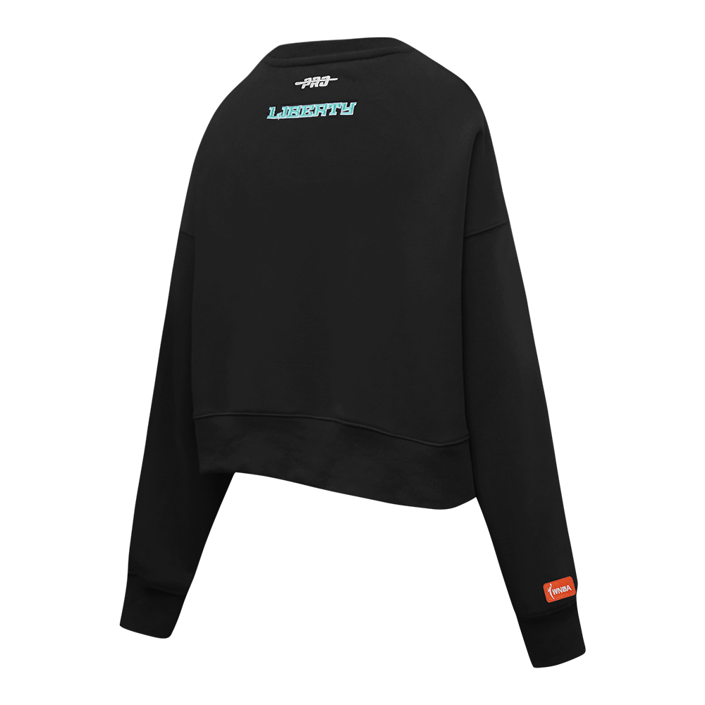 WNBA NEW YORK LIBERTY CLASSIC ESSENTIALS WOMEN'S FLEECE CREWNECK (BLACK) - Image 4