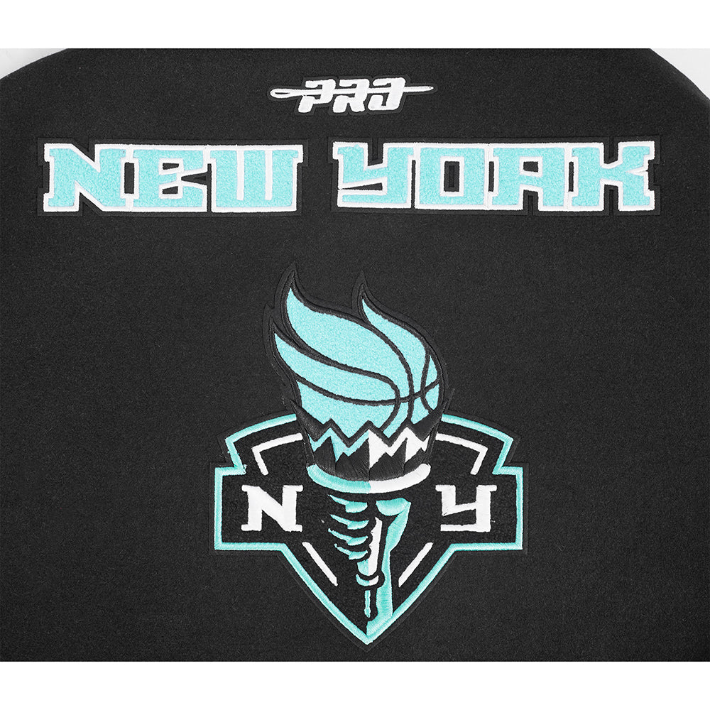 WNBA  NEW YORK LIBERTY RETRO CLASSICS WOMEN'S RIB WOOL VARSITY JACKET (BLACK/WHITE) - Image 10
