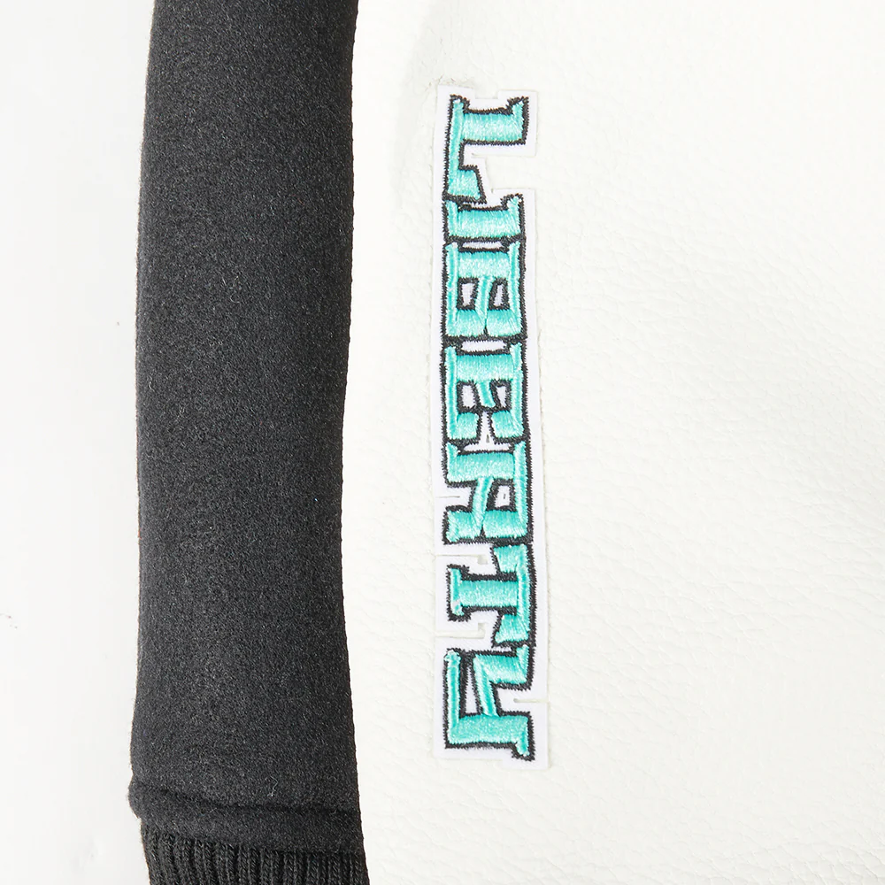 WNBA NEW YORK LIBERTY CLASSIC ESSENTIALS WOMEN'S WOOL VARSITY JACKET (BLACK/WHITE) - Image 8
