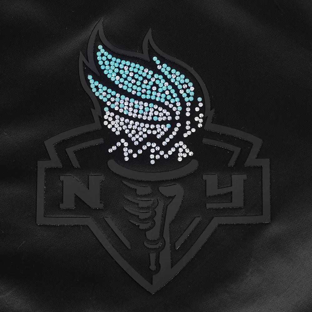 WNBA NEW YORK LIBERTY JEWELS WOMEN'S SATIN JACKET (BLACK) - Image 8