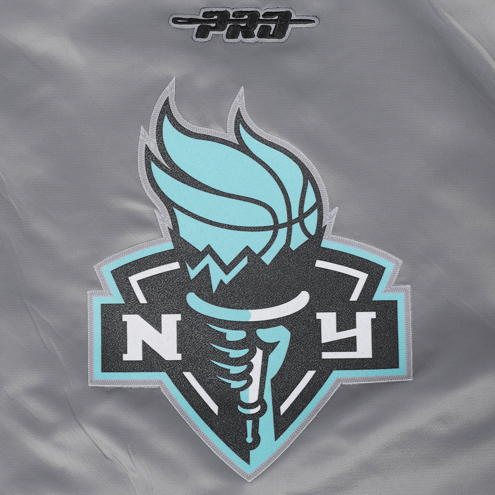 WNBA NEW YORK LIBERTY CLASSIC ESSENTIALS WOMEN'S SATIN JACKET (GRAY) - Image 10