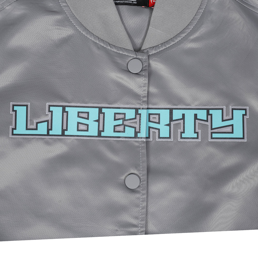 WNBA NEW YORK LIBERTY CLASSIC ESSENTIALS WOMEN'S SATIN JACKET (GRAY) - Image 5