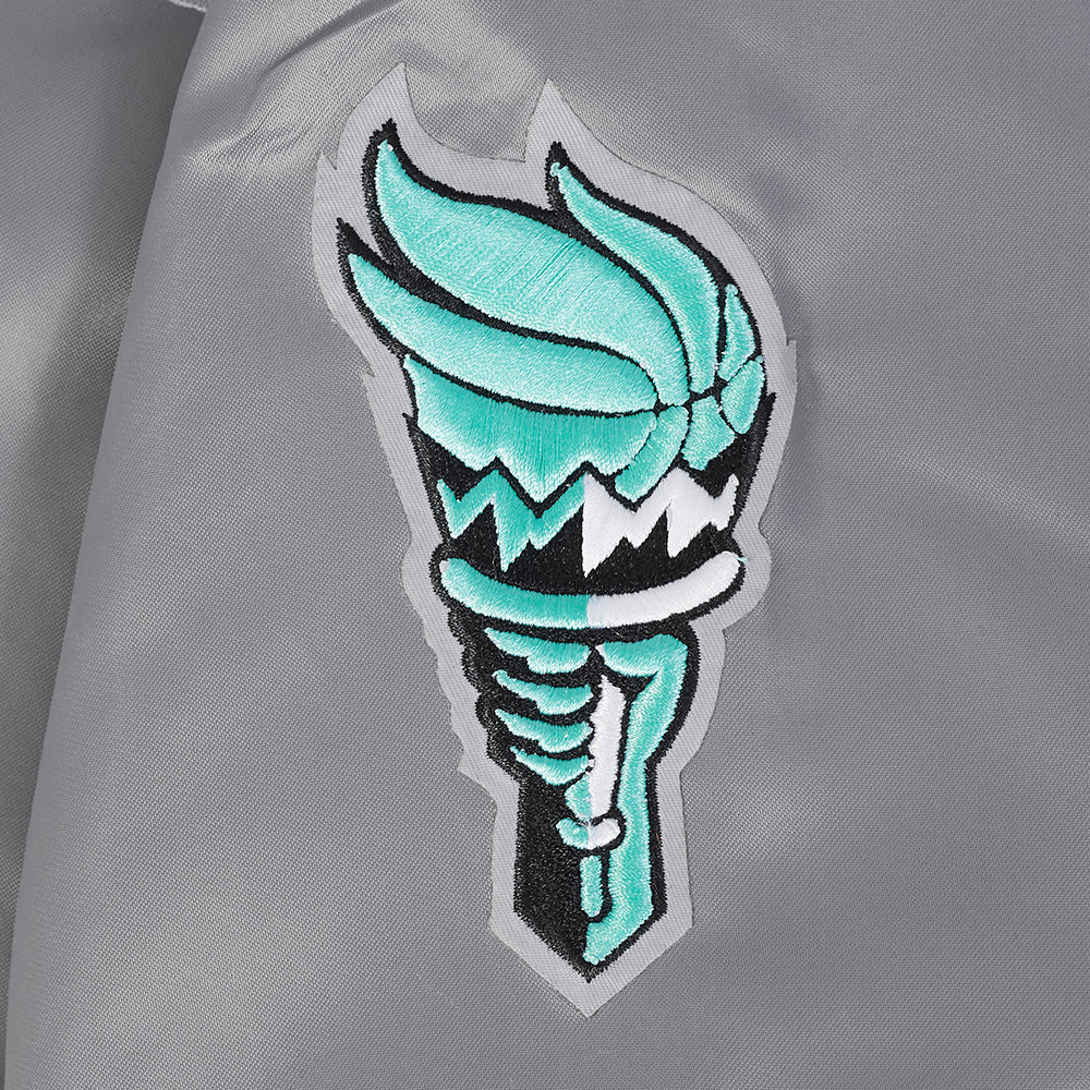 WNBA NEW YORK LIBERTY CLASSIC ESSENTIALS WOMEN'S SATIN JACKET (GRAY) - Image 7