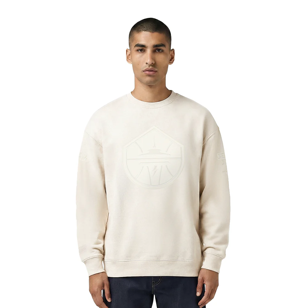 WNBA SEATTLE STORM NEUTRAL MEN'S DROP SHOULDER FLC CREWNECK (EGGSHELL)