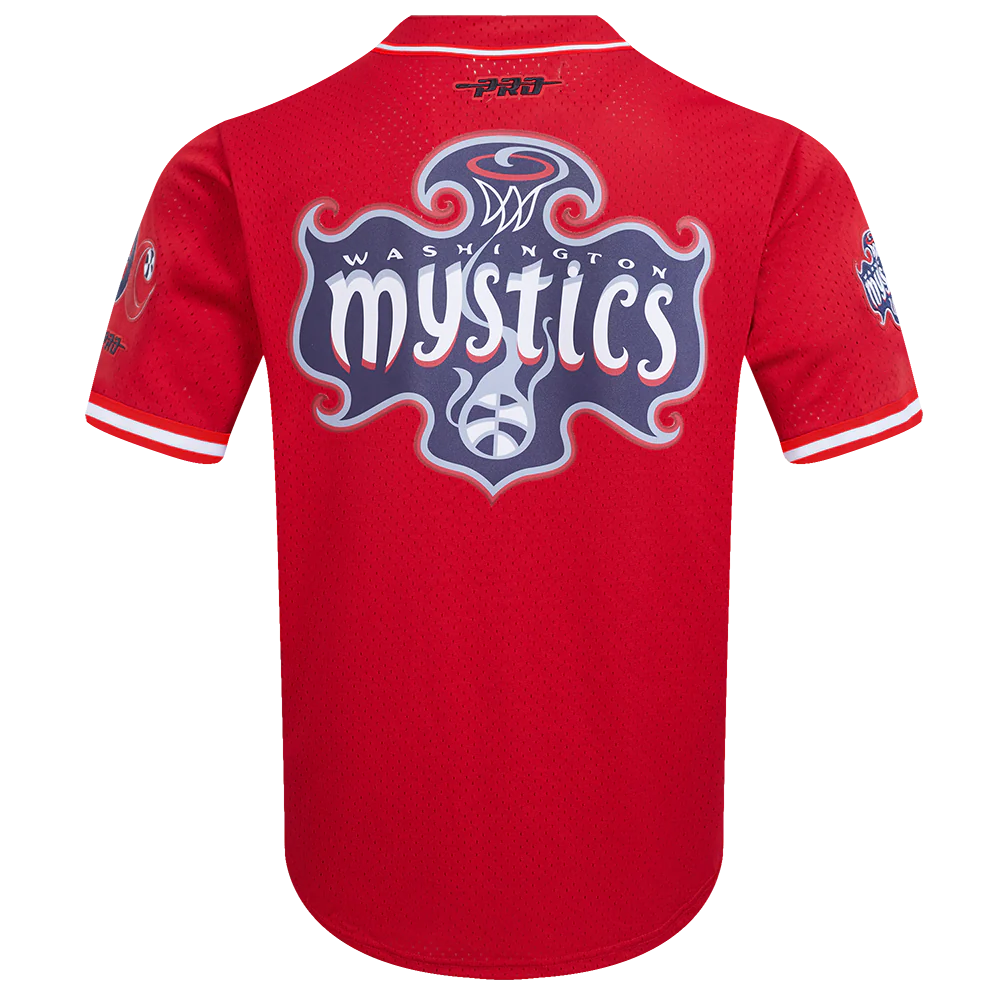 WNBA WASHINGTON MYSTICS MESH MEN'S BUTTON DOWN SHIRT (RED) - Image 3