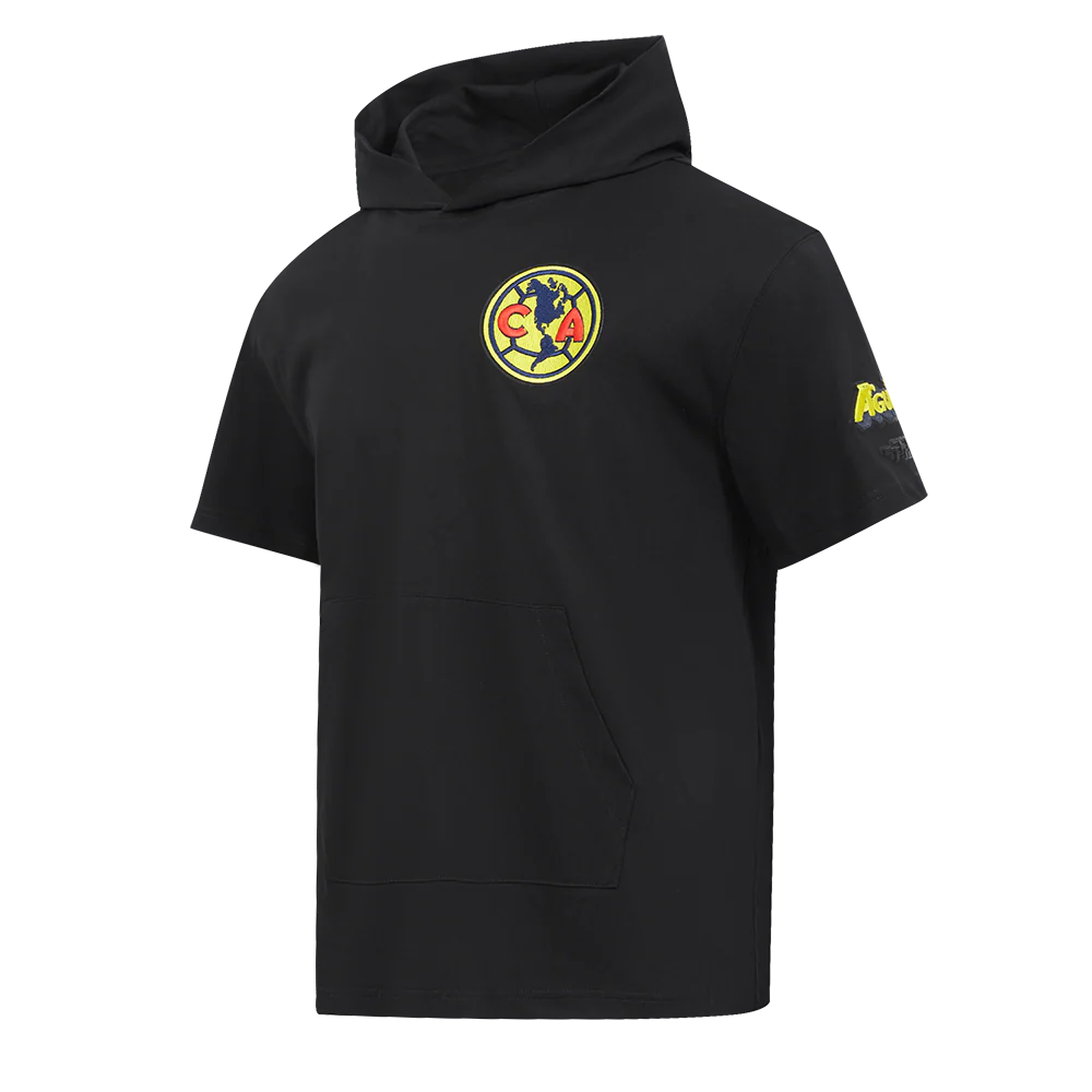 LIGA MX CLUB AMERICA CONTRAST NEUTRALS MEN'S SHORT SLEEVE PULLOVER HOODIE (BLACK) - Image 2