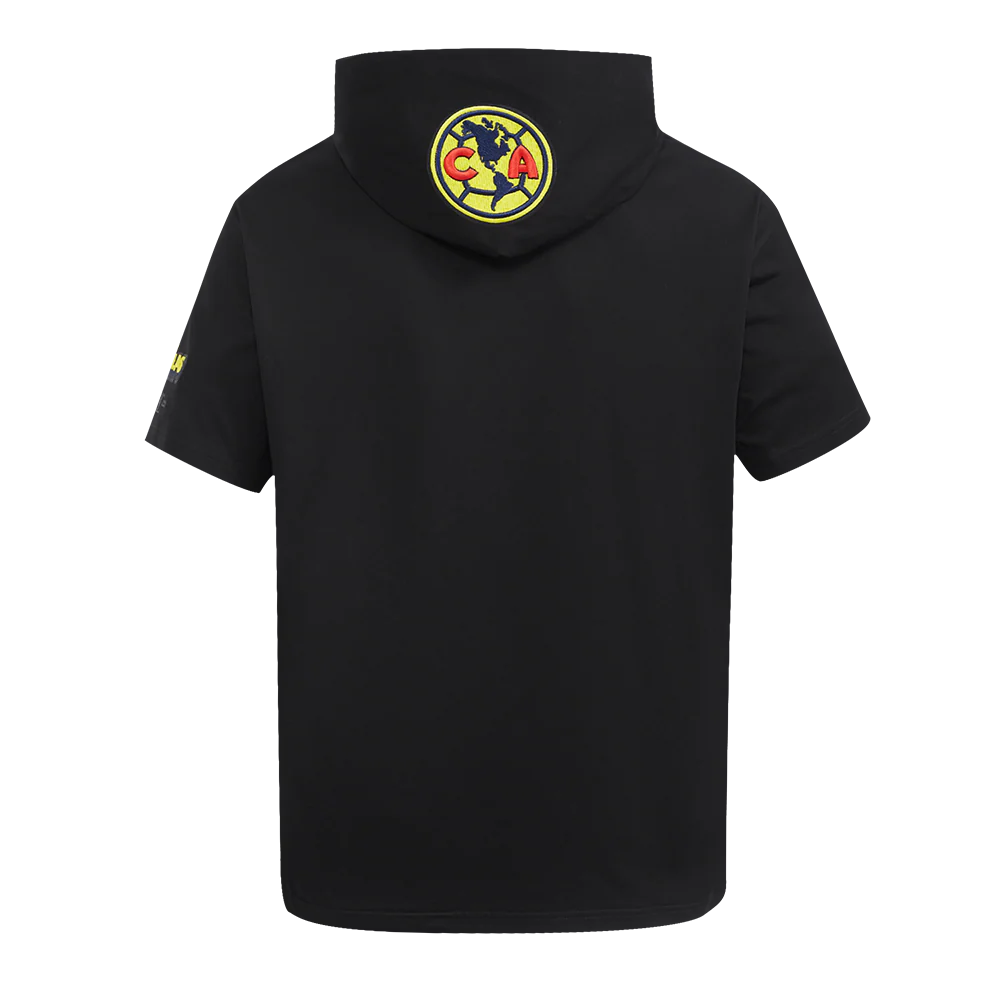 LIGA MX CLUB AMERICA CONTRAST NEUTRALS MEN'S SHORT SLEEVE PULLOVER HOODIE (BLACK) - Image 3