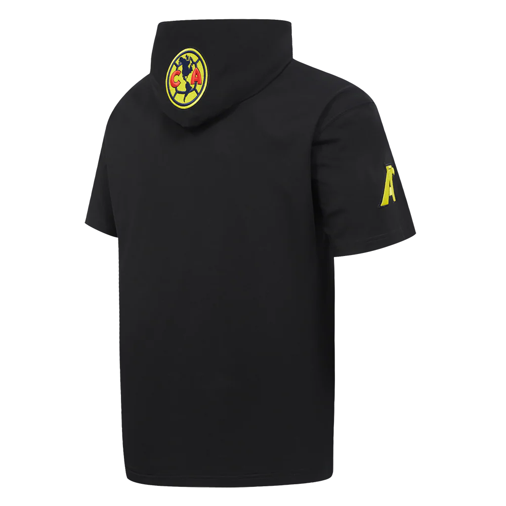 LIGA MX CLUB AMERICA CONTRAST NEUTRALS MEN'S SHORT SLEEVE PULLOVER HOODIE (BLACK) - Image 4