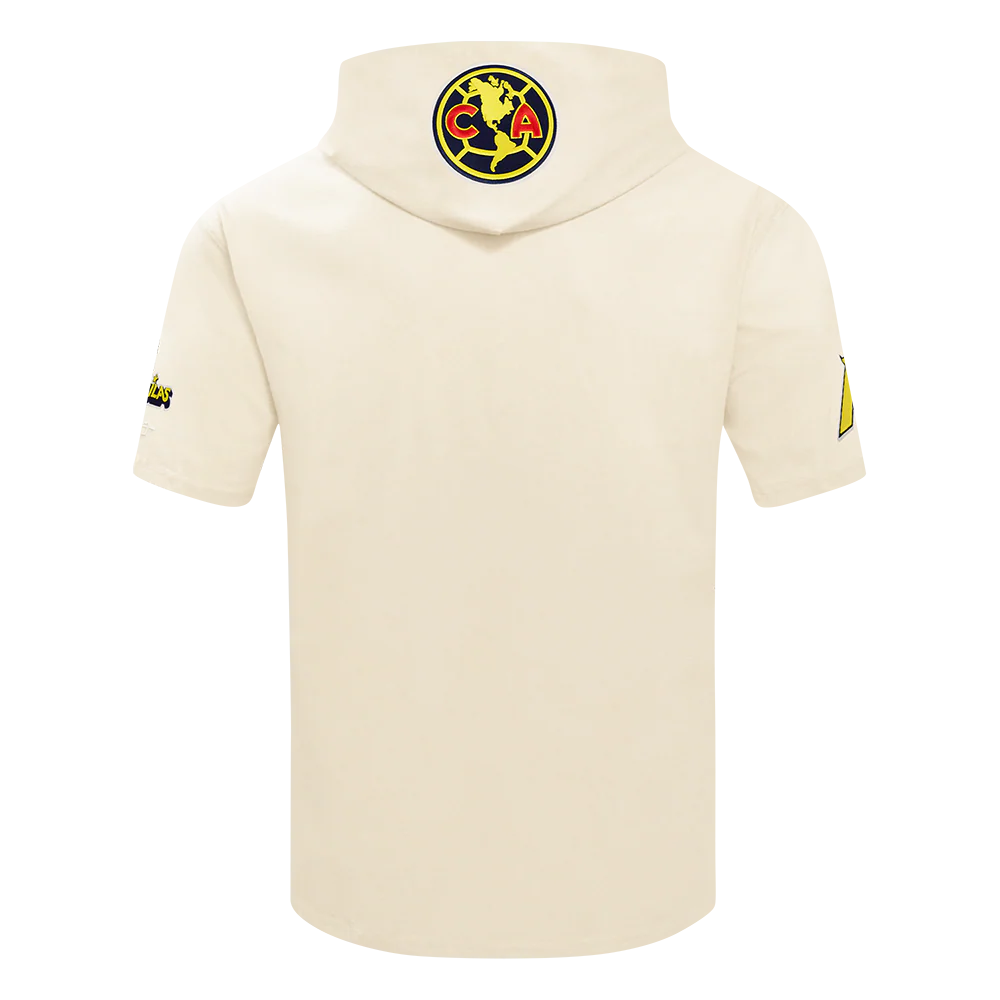 LIGA MX CLUB AMERICA CONTRAST NEUTRALS MEN'S SHORT SLEEVE PULLOVER HOODIE (EGGSHELL) - Image 3