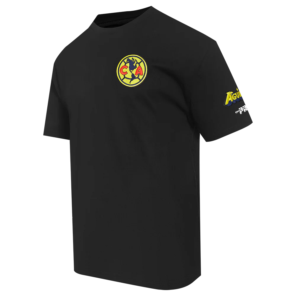 LIGA MX CLUB AMERICA CONTRAST NEUTRALS MEN'S COTTON JERSEY DROP SHOULDER TEE (BLACK) - Image 2
